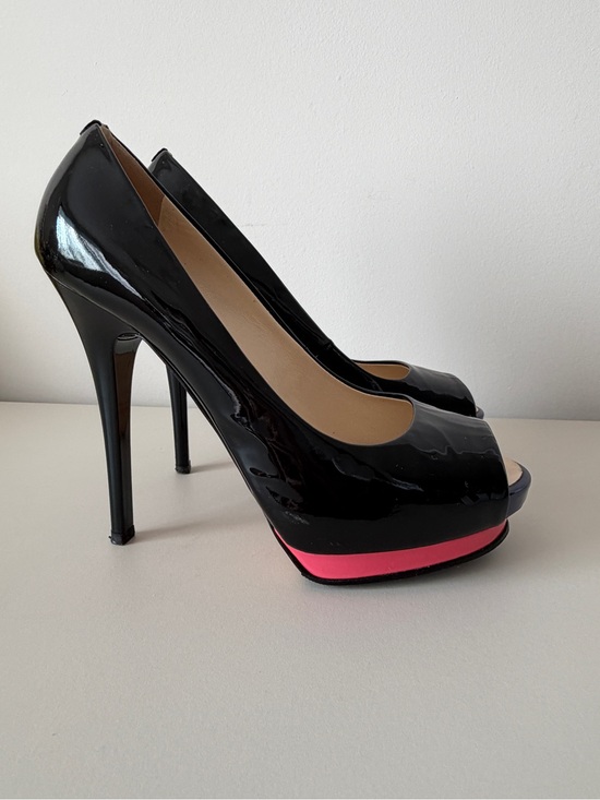 Giuseppe Zanotti Shoes - Giuseppe Zanotti Black Patent Peep-Toe High Heels with Pink Platform